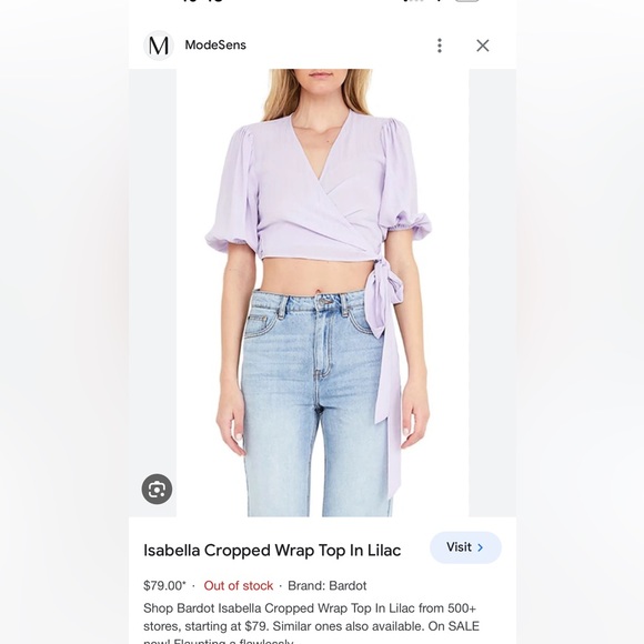 Isabella Cropped Wrap Top In Lilac - Picture 3 of 3
